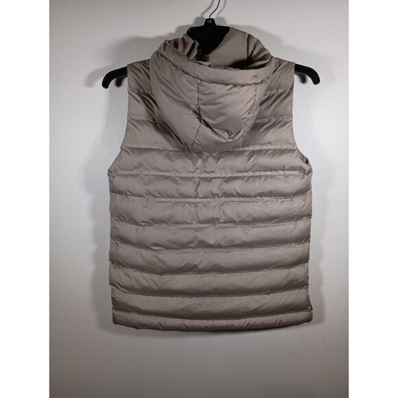 ZARA Tan Hooded Puffer Vest Jacket Full Zip Lined Pockets Women’s Size 11 12 - Picture 7 of 8